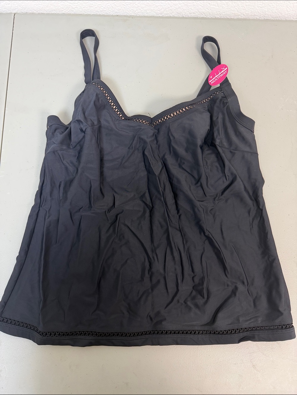 Black Women's Tankini Top Swimwear - Sleek Black Swim Tank